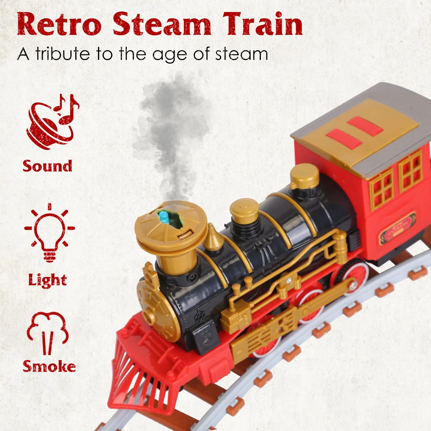 193-Piece: Electric Train Set Steam Locomotive Passenger Coach Coal Car Christmas Train