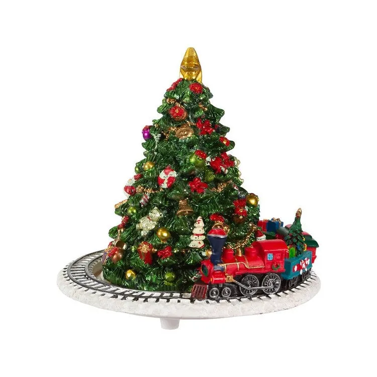 6" Christmas Tree with Revolving Train Music Box