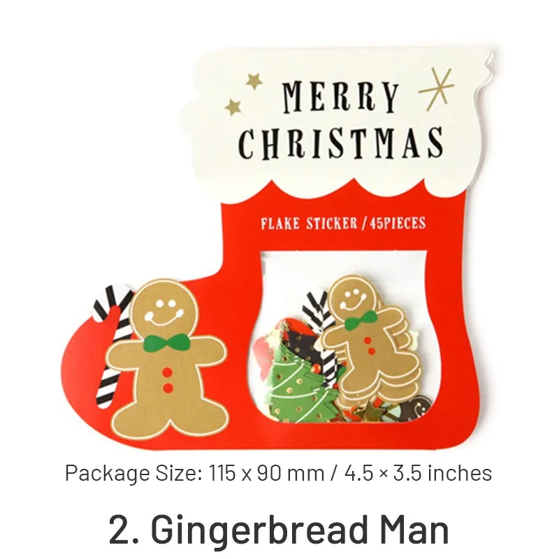 Christmas Gold Foil Stickers - Santa Claus, Gingerbread Man, Snowman