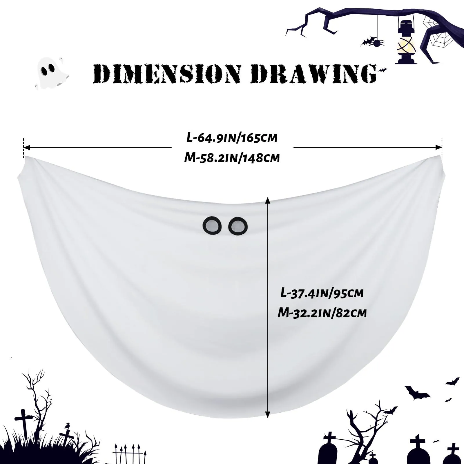 HOMELEX Kid Ghost Costume Boy Spooky Gown Girl Halloween White Dress Cosplay