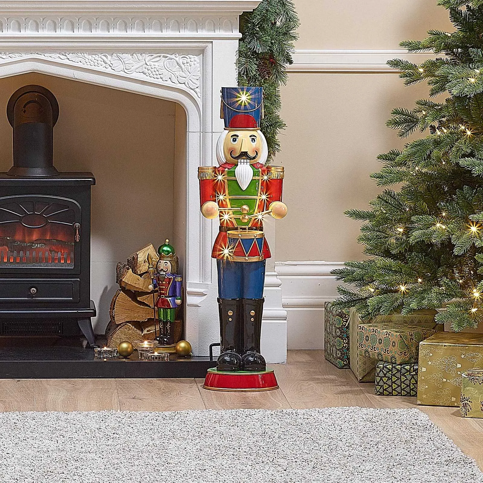 Noel The 3ft Red Large Light Up LED Christmas Nutcracker with Drum