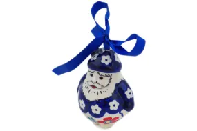 Polish Pottery 4" Santa Claus Ornament Poppies And Ferns