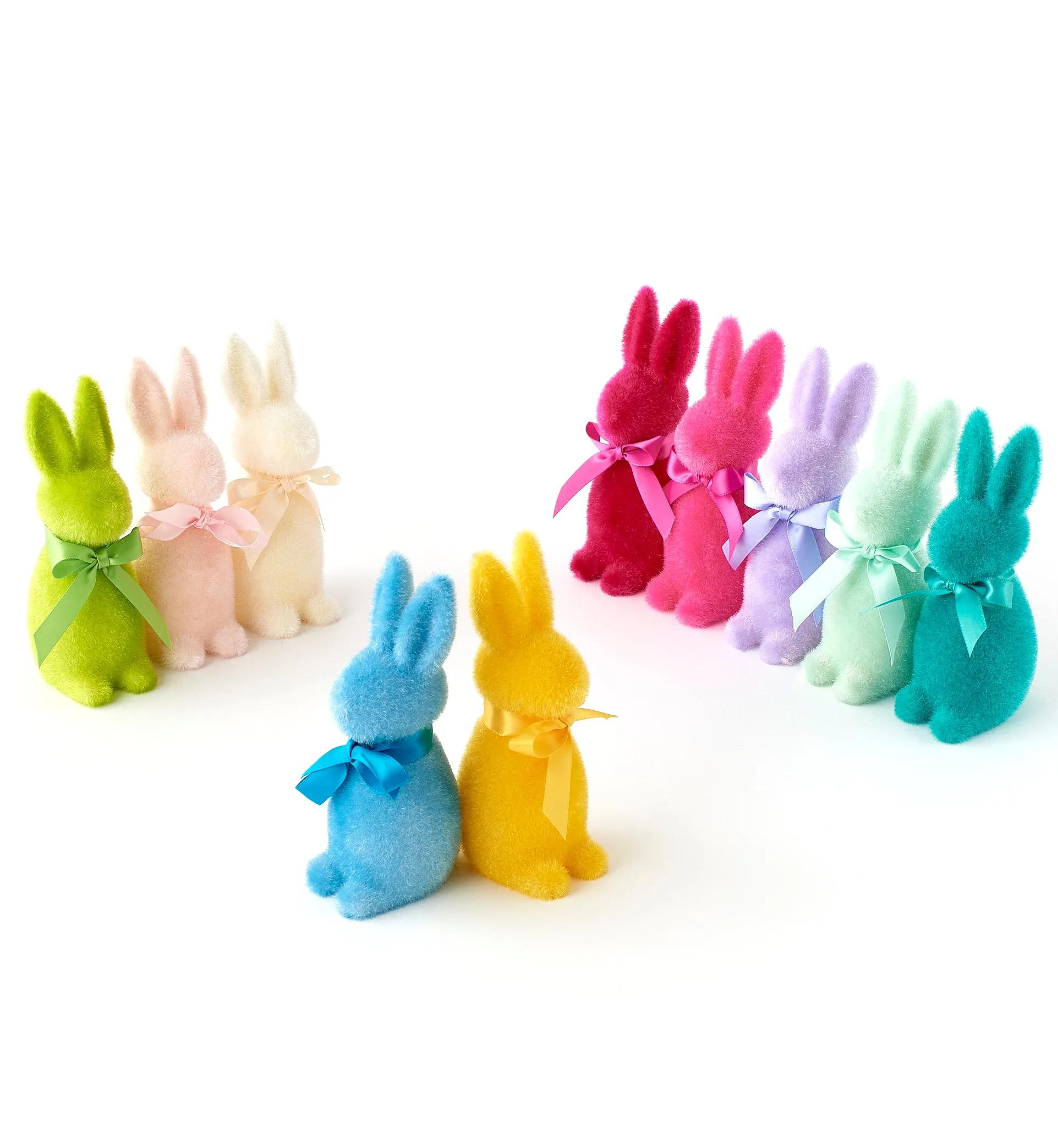 Pop of Color Flocked Bunny Rabbits, 6"